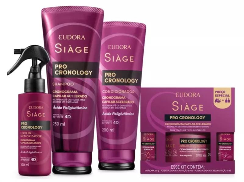 Kit Eudora Siàge Pro Chronology – Shampoo, Conditioner, Mask & Leave-In - 4x1