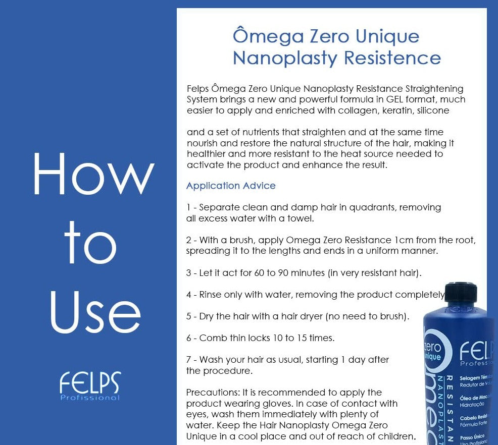 Kit 6x Felps Omega Zero Resistance Nanoplasty Brazilian Keratin Treatment - 1000mL