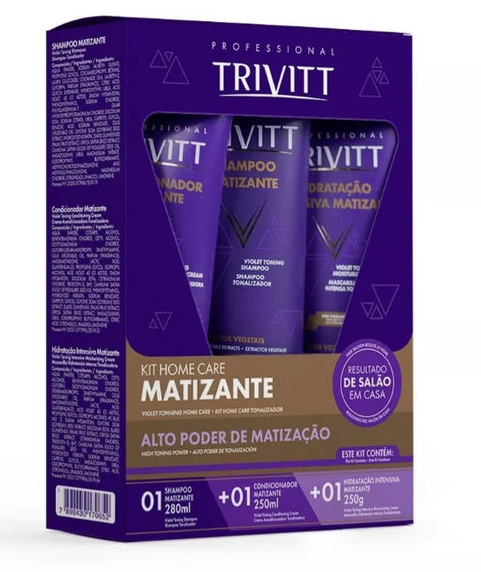 Trivitt Hair Blond Toning Hydration Shampoo 250ml, Cond 200mL, Cream 200g - 3x1