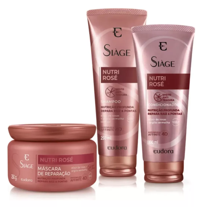 Eudora Siàge Nutri Rosé Kit — Shampoo, Conditioner & Mask for Deep Nourishment and Radiant Hair - 3×1