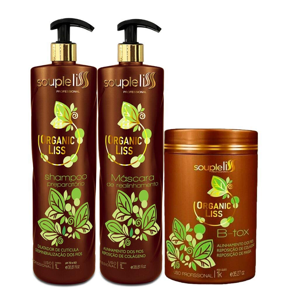 SoupleLiss Organic Liss Progressive Brush Kit โ 3ร1 โ Hair Fiber Realignment & Volume Reduction