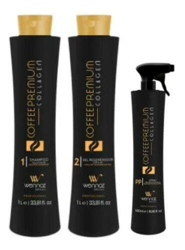 Wennoz Coffee Premium Collagen Hair Care Kit – Smoothing & Shine – 2x1000mL + 300mL Spray