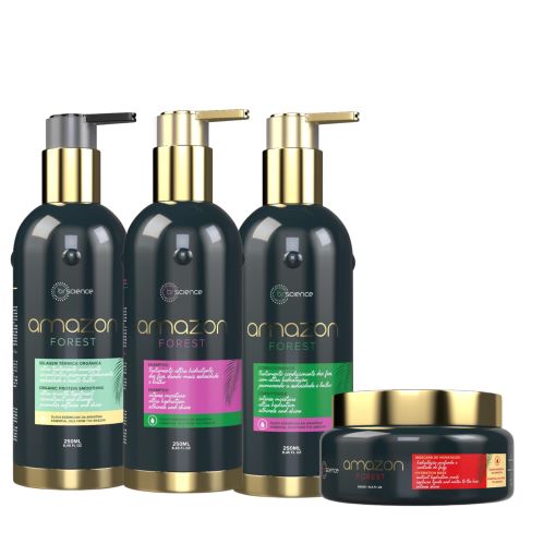 Kit Brscience Amazon Forest - Progressive, Shampoo Conditioner, and Mask Hydration - 4x1