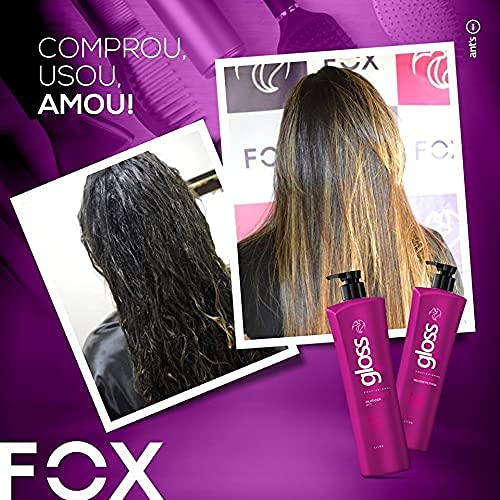 Fox Gloss Progressive Brush Kit – 2×1000mL – Brazilian Keratin Hair Straightening Treatment