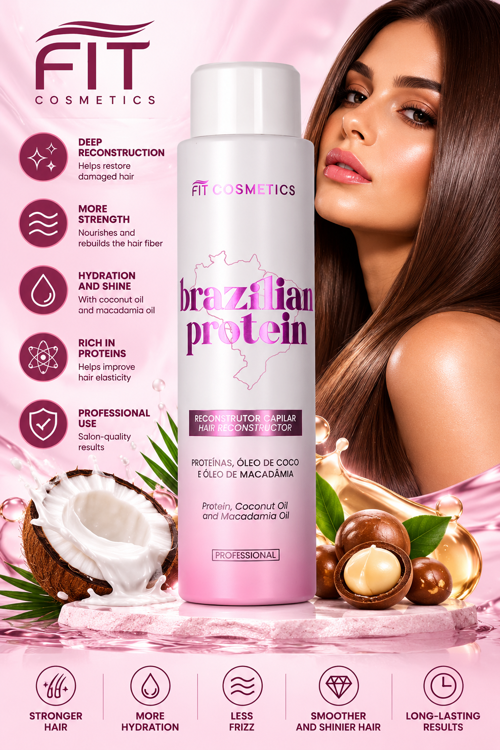 FIT Cosmetics Brazilian Protein Hair Reconstructor Coconut Macadamia - 500mL