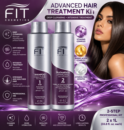FIT Cosmetics Advanced Hair Treatment Kit –Deep Cleansing Shampoo + Step 2 -2x1L