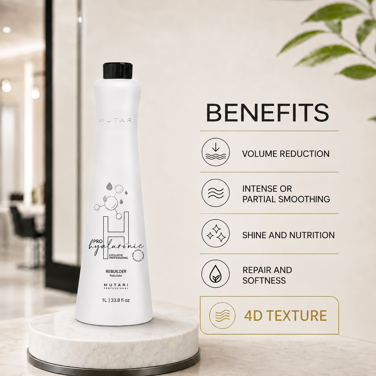 Mutari Pro Hyaluronic Reductor Reconstructor 1L Professional Hair Treatment