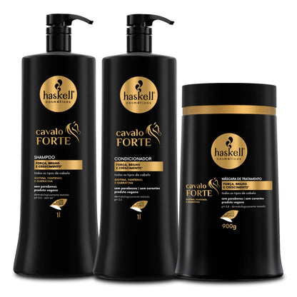 Haskell Cavalo Forte Professional Hair Kit – 3×1 – Shampoo, Conditioner & Mask for Strength and Growth