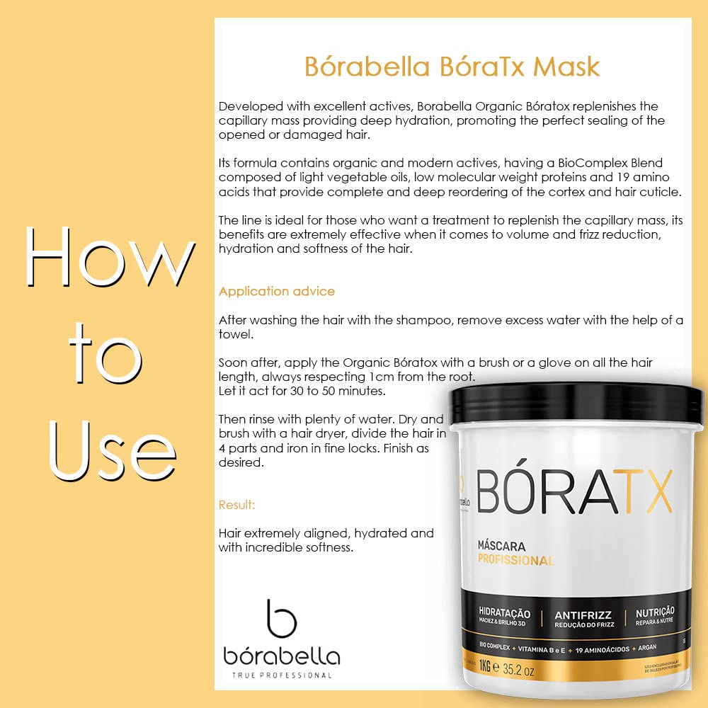 Borabella Bóratox Organic Hair Mass Replenishing Reducing Mask - 1kg