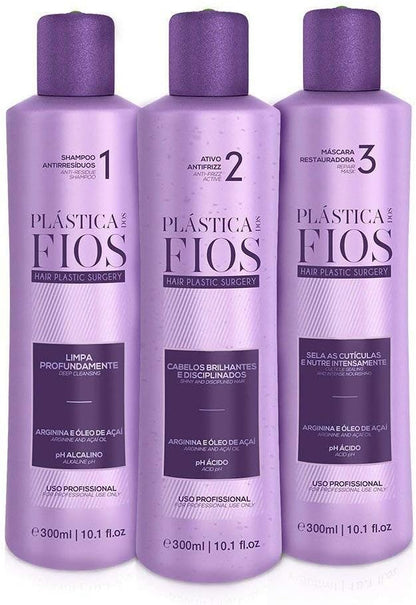 Kit Cadiveu Plástica dos Fios Progressive Brush – 3×300mL – Complete Hair Straightening System
