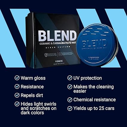 Vonixx Blend Ceramic & Carnauba Paste Wax Black Edition – 7 Month Shine & Water Repellency 100 g (3.5 oz)