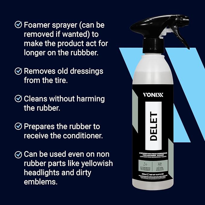 Vonixx Delet Tire & Rubber Cleaner – High-Performance Formula 500 ml (16.9 fl oz)