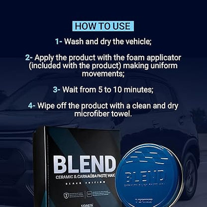 Vonixx Blend Ceramic & Carnauba Paste Wax Black Edition – 7 Month Shine & Water Repellency 100 g (3.5 oz)