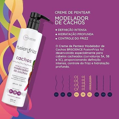 Brscience Fusionfrizz Curls Curl Defining Cream – Styling Cream for Curly Hair 3A-3C – 500mL