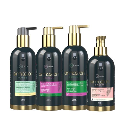 Kit Brscience Amazon Forest Progressive ,Shampo, Cond And Leavein 4x250mL