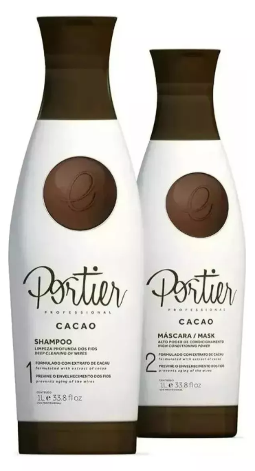 Portier Cacau Keratin Progressive Brush Kit – 2×1000mL – Cocoa Smoothing Blowout Treatment