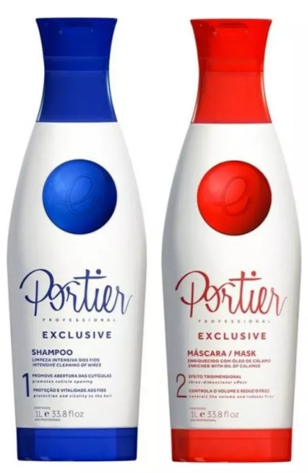 Portier Exclusive Progressive Brush Kit – 2×1000mL – Brazilian Keratin Straightening Treatment