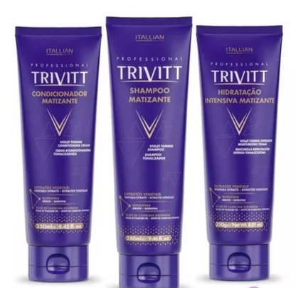 Trivitt Hair Blond Toning Hydration Shampoo 250ml, Cond 200mL, Cream 200g - 3x1