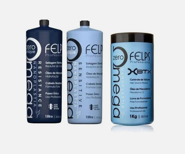 Kit Felps Omega Zero Nanoplasty Resistance & Sensitive 2×1000mL + XBTX Mask – 1kg (3 Items)