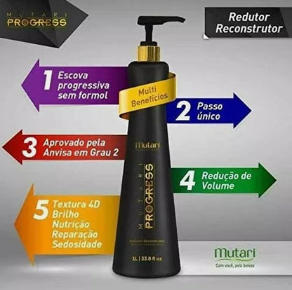 Mutari Progress Reconstructor Kit – 3× Brazilian Keratin Volume Reducer – 1000mL