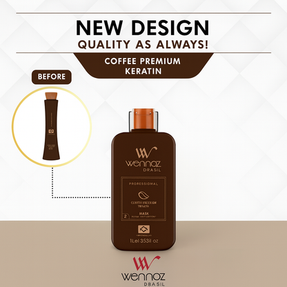 Wennoz Brasil Coffee Premium Keratin Mask Step 2 – Professional 1L / 33.8oz