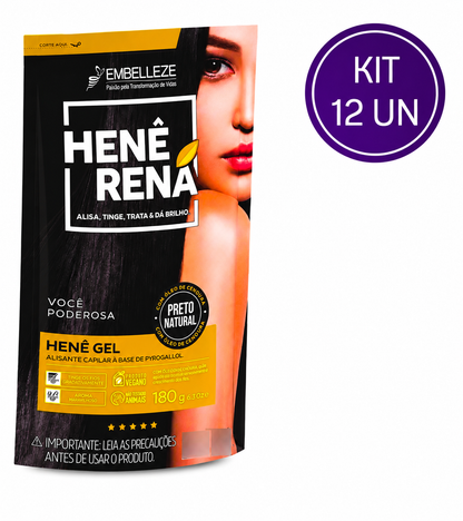 Embelleze Hene Rena Natural Black Smoothing Hair Gel – Kit 12x180g
