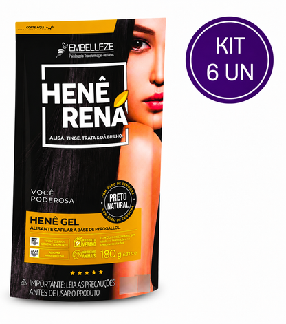 Embelleze Hene Rena Natural Black Smoothing Hair Gel – Kit 6x180g