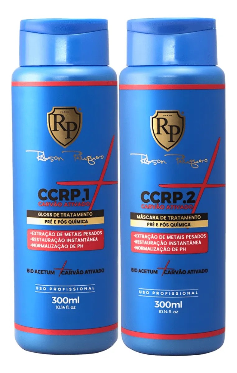 Robson Peluquero CCRP Activated Charcoal Hair Care Kit – Deep Cleansing & Shine – 2x300mL