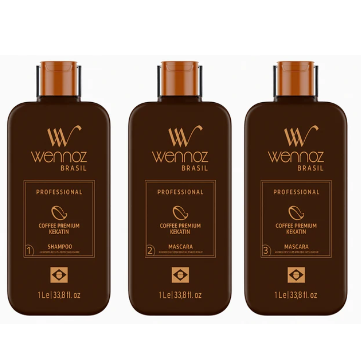 Wennoz Coffee Premium Progressive Brush Kit – 3×1000mL – Complete Hair Smoothing System
