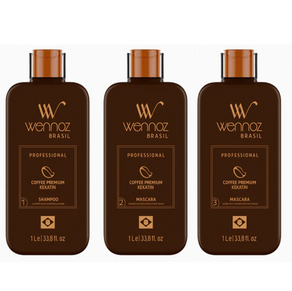 Wennoz Coffee Premium Progressive Brush Kit – 3×1000mL – Complete Hair Smoothing System