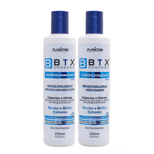 Kit Plancton Btx Orghanic Professional Hair Straightening Treatment Shampoo and Cond - 250mL