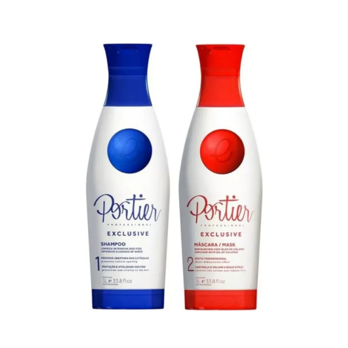 Portier Exclusive Progressive Brush Kit – 2×1000mL – Brazilian Keratin Straightening Treatment