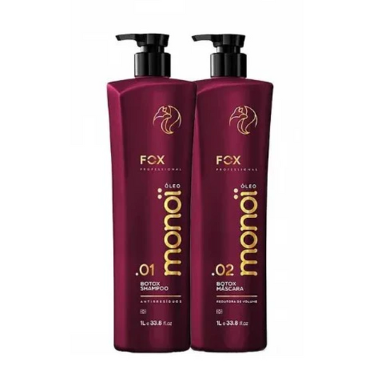 Fox Gloss Monoi Hair Botox Kit – 2-Step Volume Reducer & Repair – 2×1000mL