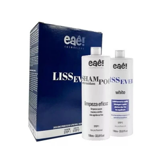 Eaê Cosmetics Lissever White Progressive Kit + Anti-Residue Shampoo — 2x1000mL