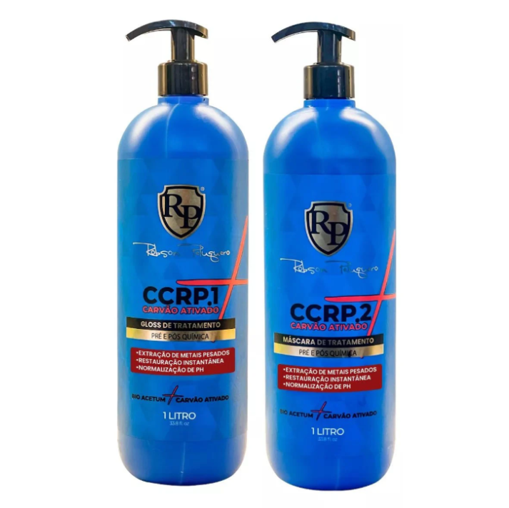 Robson Peluquero CCRP Activated Charcoal Hair Care Kit – Deep Cleansing & Shine – 2x1000mL