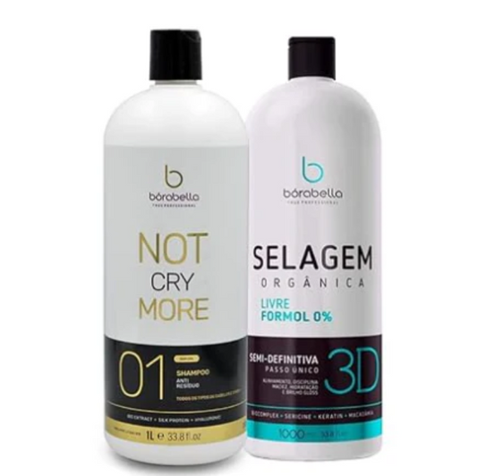 Kit Borabella Organic 3D Sealing + Anti Residue Shampoo Professional Treatment - 2x1000mL
