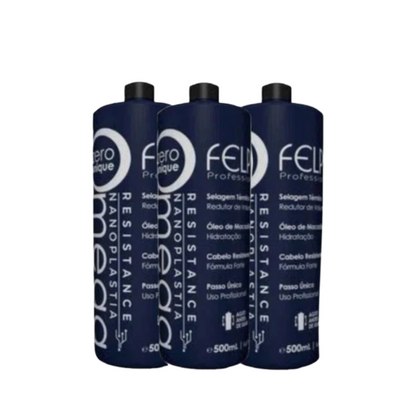 Kit 3x Felps Omega Zero Resistance Nanoplasty Keratin Treatment - 500mL