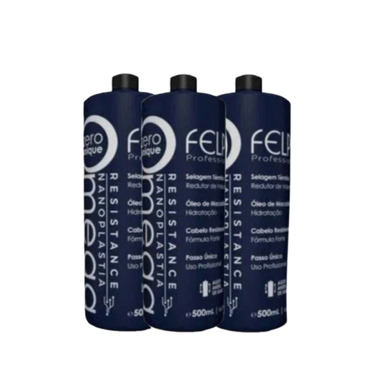 Kit 3x Felps Omega Zero Resistance Nanoplasty Keratin Treatment - 500mL