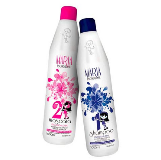 Maria Escandalosa Brazilian Keratin Treatment Kit – 2×1000mL – Progressive Brush for Smoothing and Shine