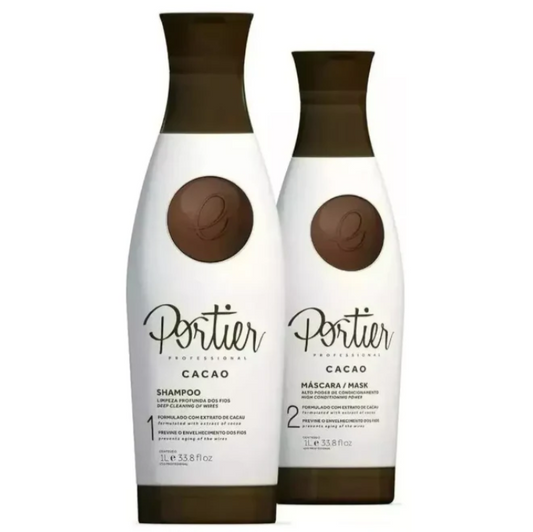 Portier Cacau Keratin Progressive Brush Kit – 2×1000mL – Cocoa Smoothing Blowout Treatment