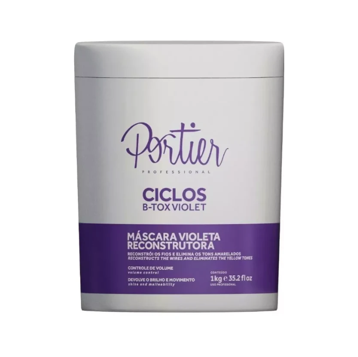 Portier Cycles Violet B-tox Mask – 1Kg – Volume Control & Reconstruction for Blonde and Bleached Hair