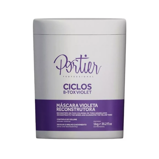 Portier Cycles Violet B-tox Mask – 1Kg – Volume Control & Reconstruction for Blonde and Bleached Hair