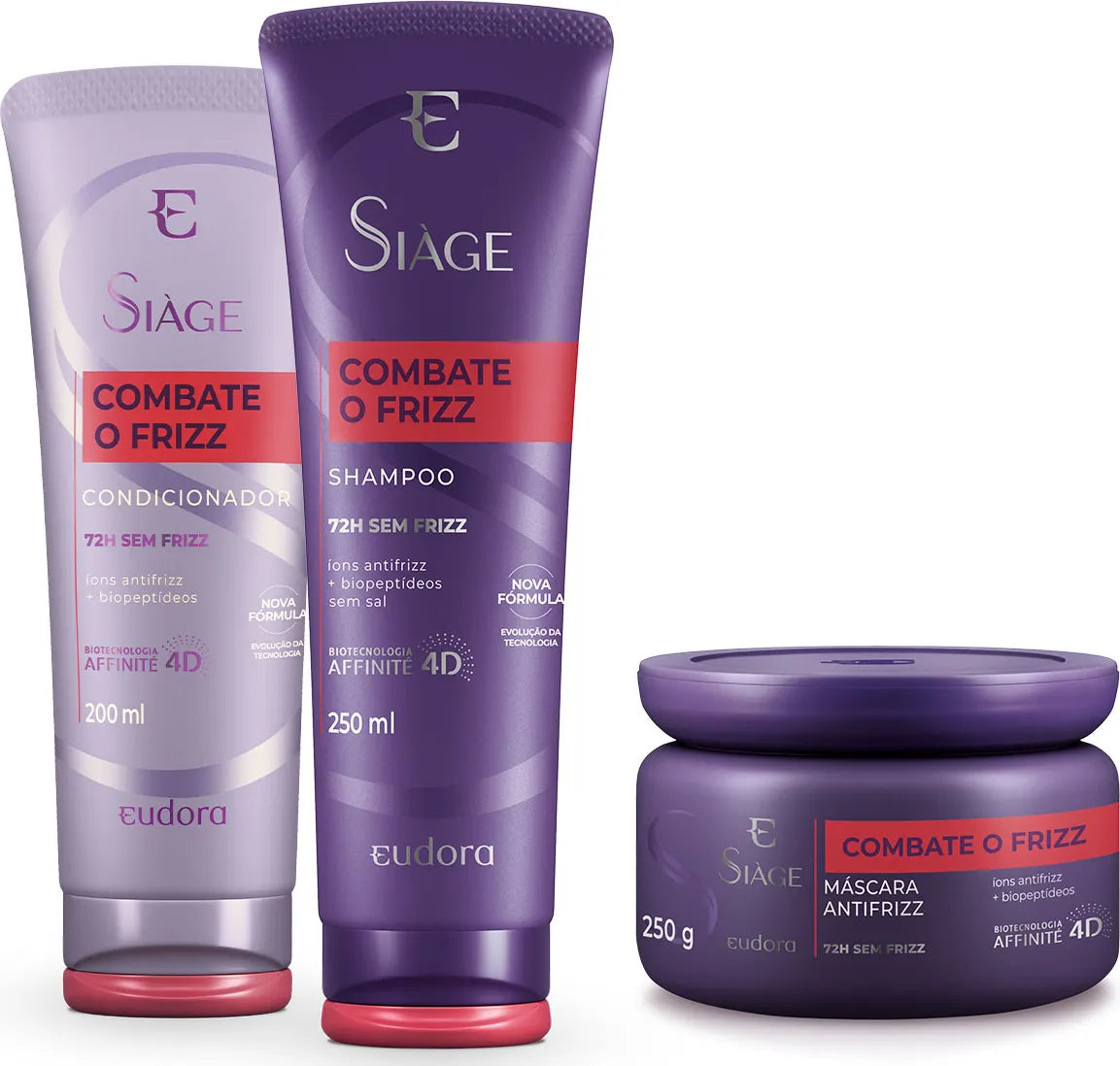 Kit Eudora Siàge Combo Fights Frizz – Shampoo 250ml, Conditioner 200ml & Mask 250g - 3x1
