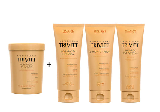 Hair Care Kit 4 Pieces - Trivitt - Trivitt Intensive Hydration Mask - 1 Kg, Haiir Care Shampoo 250mL, Conditioner 200mL and Leave-In cream 200g