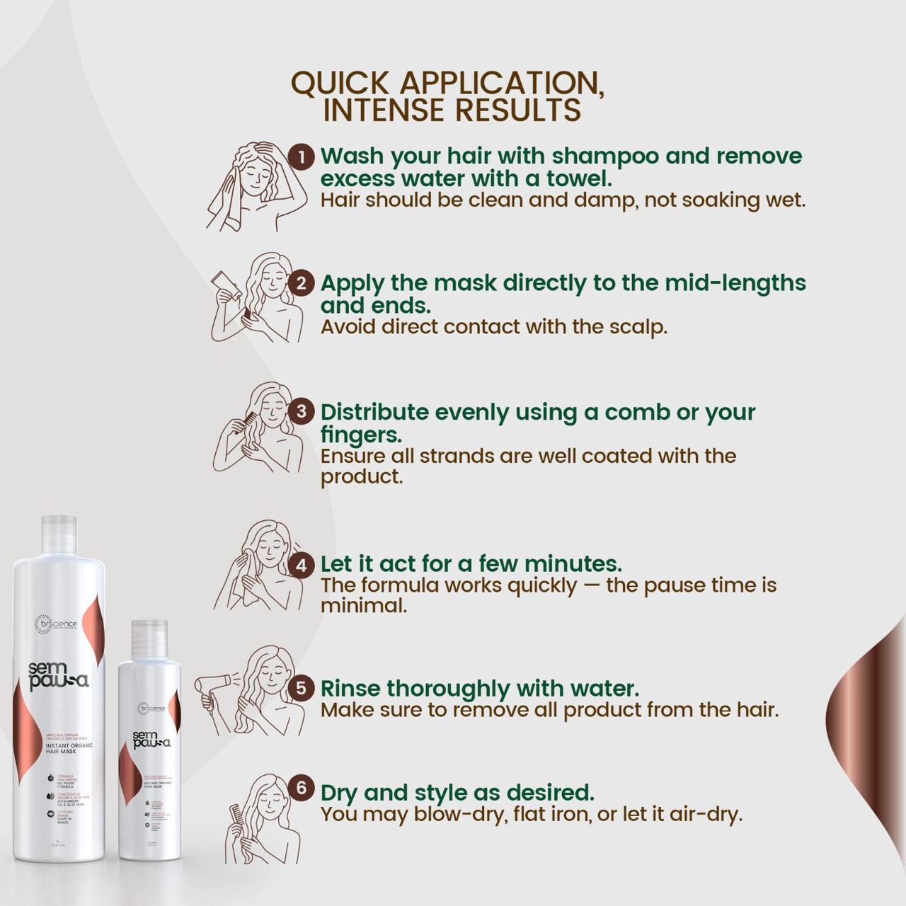 Brscience Sem Pausa Organic Progressive Hair Mask – 1L | One-Step Smoothing & Frizz Control