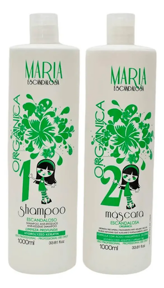 Maria Escandalosa Organic Hair Treatment Kit 2x1000mL Formaldehyde Free Smoothing Care