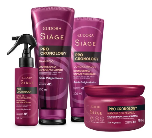 Kit Eudora Siàge Pro Chronology – Shampoo, Conditioner, Mask & Leave-In - 4x1