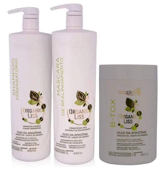 SoupleLiss Organic Liss Progressive Brush Kit – 3×1 – Hair Fiber Realignment & Volume Reduction