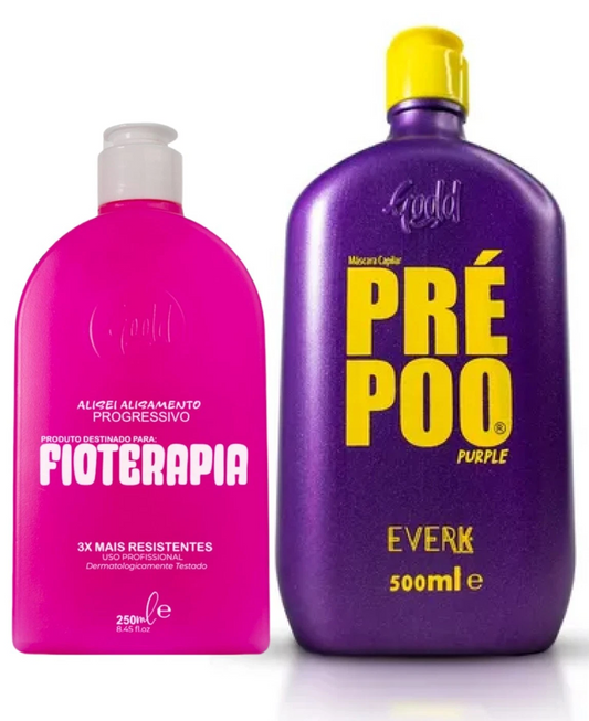 Gold Spell Fioterapia Progressive Brush Kit + Purple Pre Shampoo Mask Blonde Hair