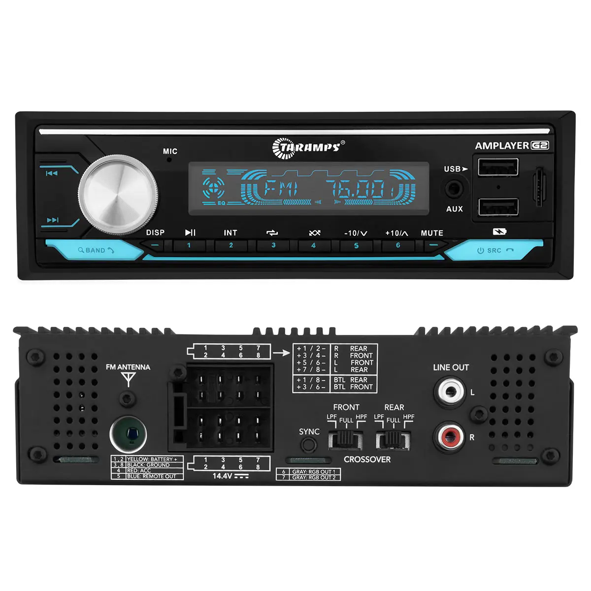 Taramps Amplayer G2 Car Audio Player – Bluetooth 5.3, RGB LED Control & 4x100W RMS